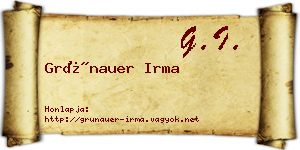 Grünauer Irma névjegykártya